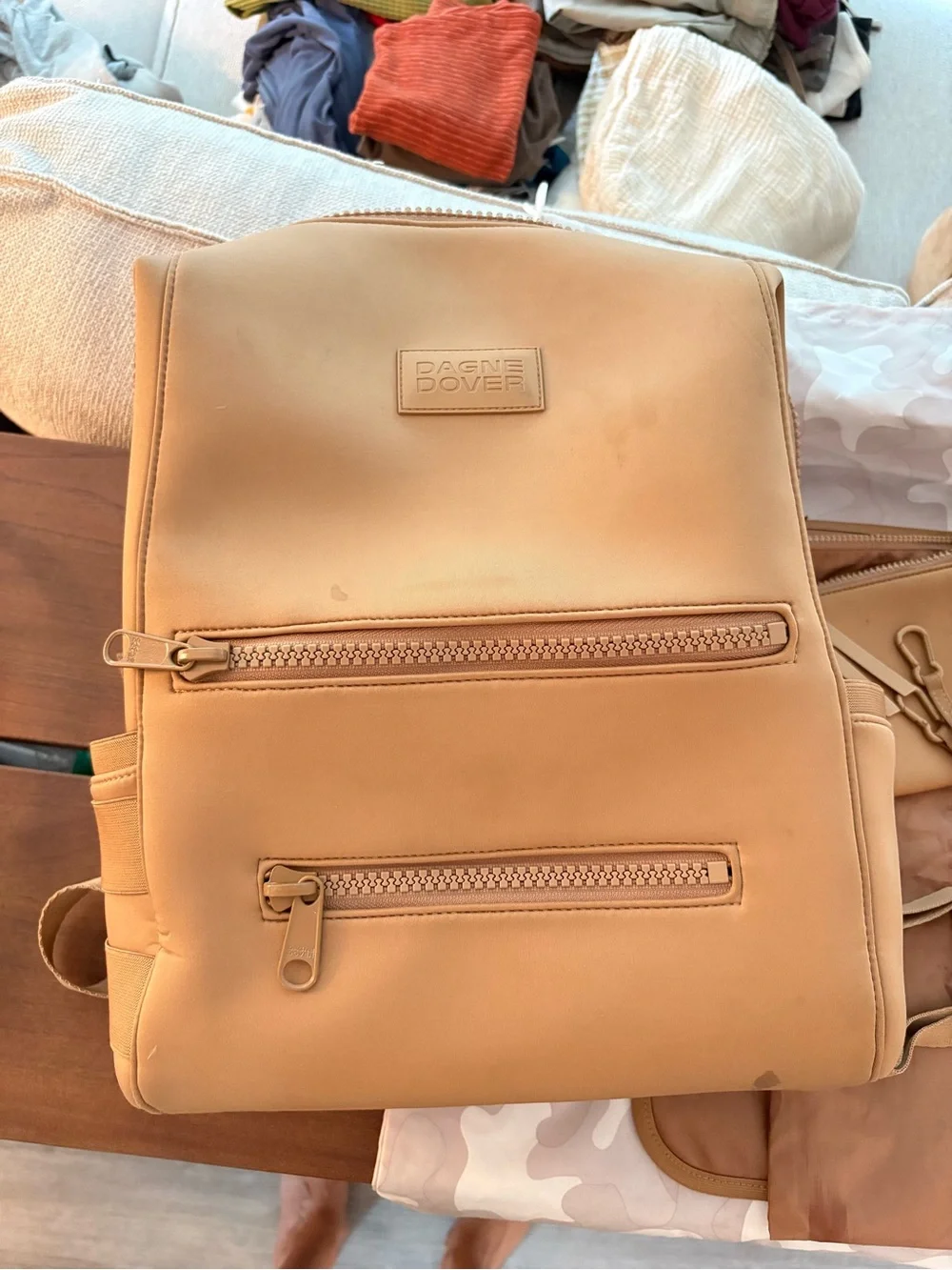 DAGNE DOVER INDI NEOPRENE DIAPER BACKPACK IN CAMEL